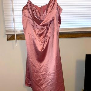 Sleek mauve colored dress.